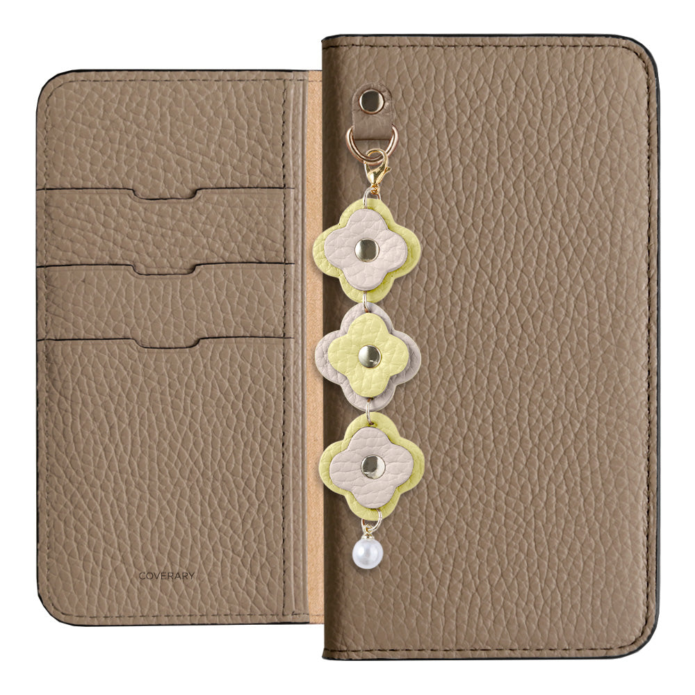 Genuine Leather 32 Colors Italian Shrink Leather Triple Flower Charm Wallet Case Xperia Series