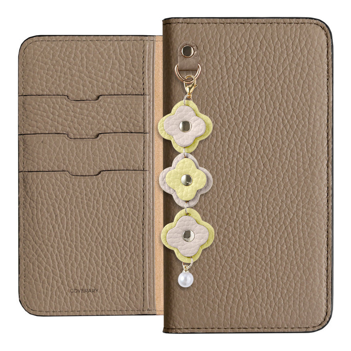 Genuine Leather 32 Colors Italian Shrink Leather Triple Flower Charm Wallet Case Xperia Series