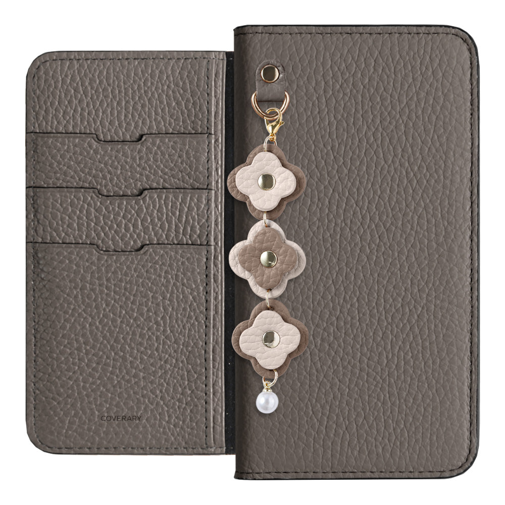 Genuine Leather 32 Colors Italian Shrink Leather Triple Flower Charm Wallet Case Xperia Series