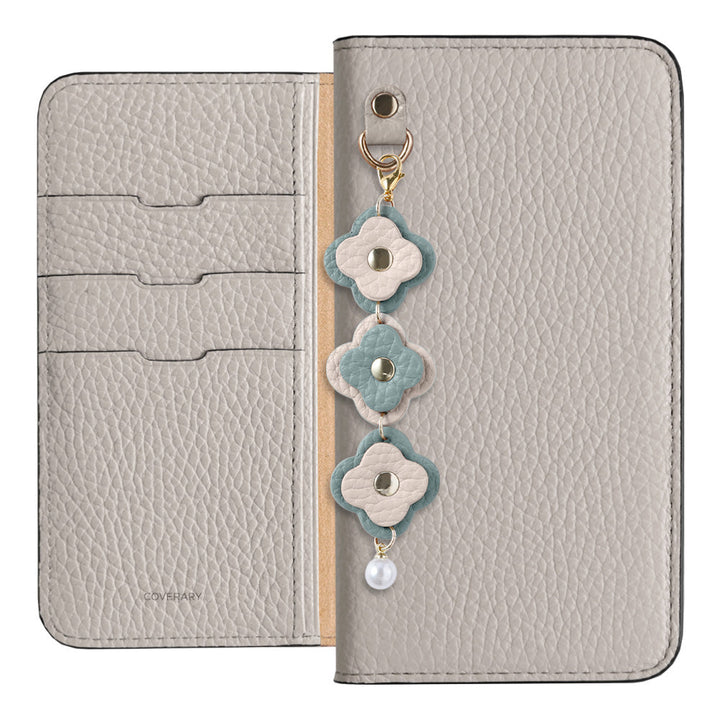 Genuine Leather 32 Colors Italian Shrink Leather Triple Flower Charm Wallet Case Xperia Series