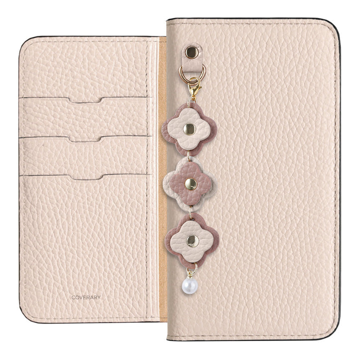 Genuine Leather 32 Colors Italian Shrink Leather Triple Flower Charm Wallet Case Xperia Series