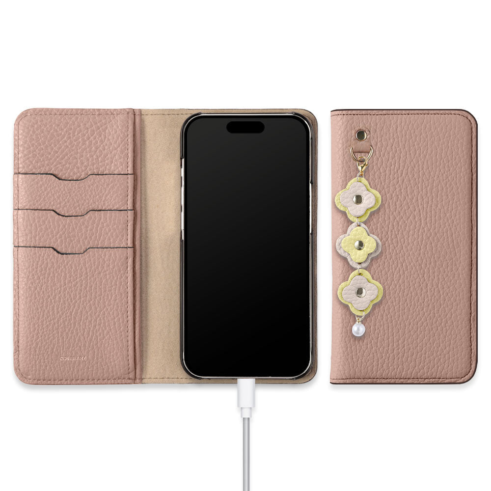 Genuine Leather 32 Colors Italian Shrink Leather Triple Flower Charm Wallet Case Xperia Series