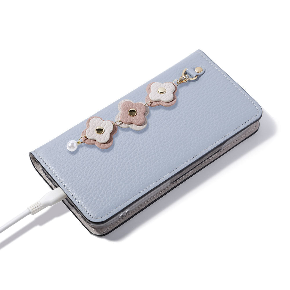 Genuine Leather 32 Colors Italian Shrink Leather Triple Flower Charm Wallet Case Xperia Series