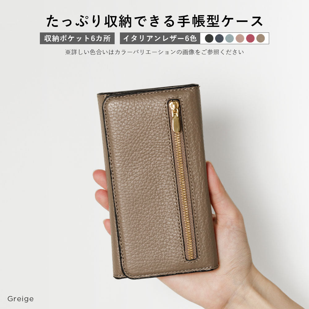 Genuine leather Italian shrink leather tri-fold case with zipper pocket, notebook style, for Google Pixel series