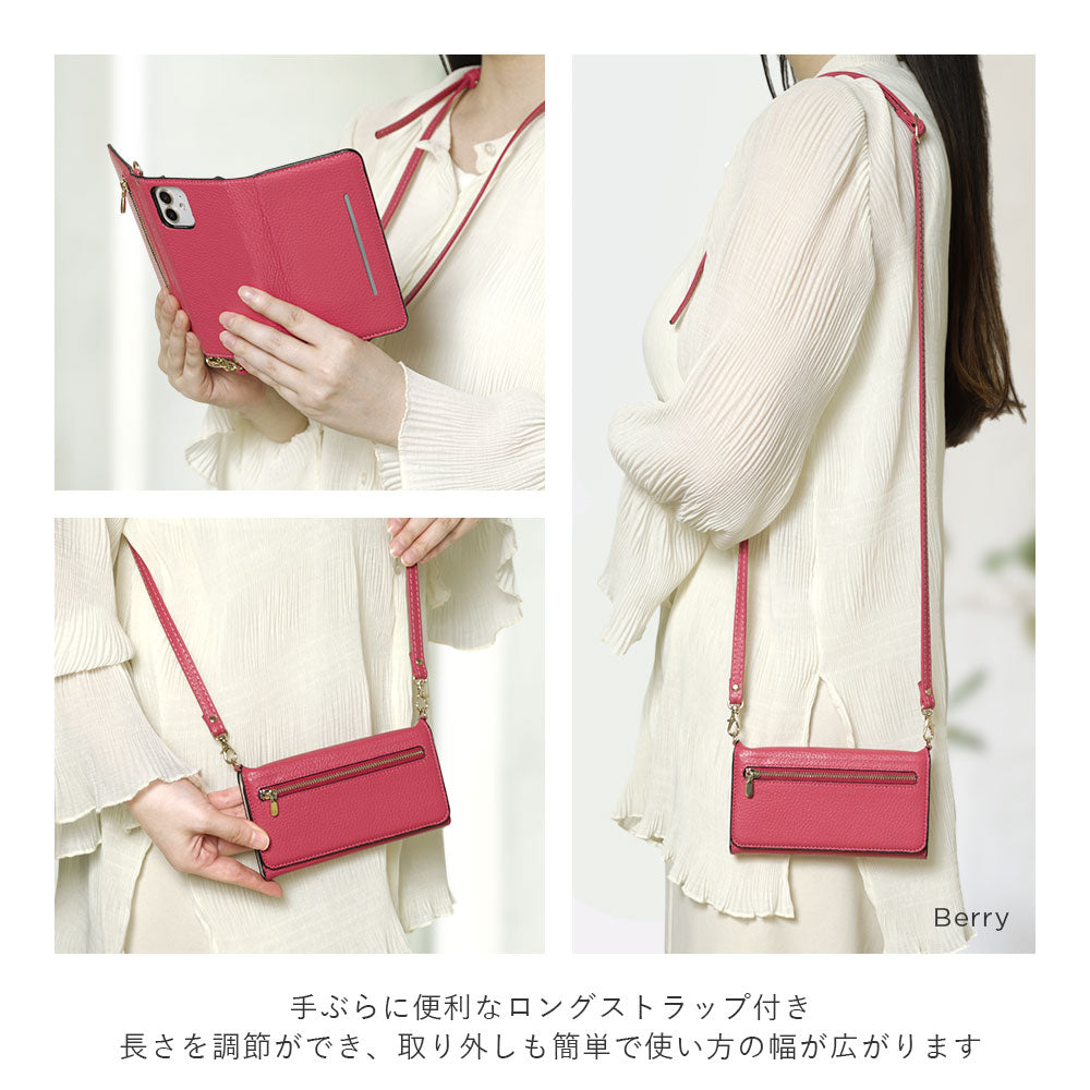 Genuine leather Italian shrink leather tri-fold case with zipper pocket & shoulder strap, notebook style, for Galaxy series