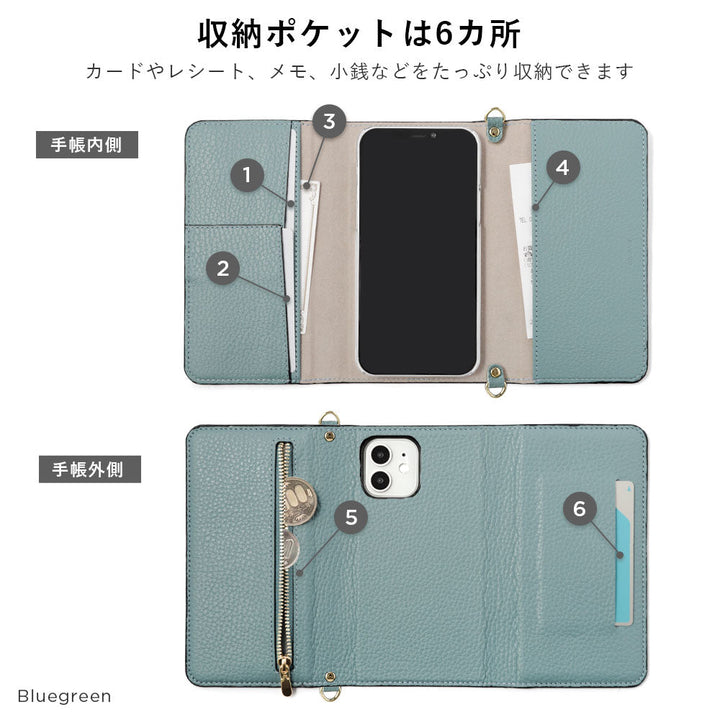 本革 イタリアンシュリンクレザー 三つ折り ファスナーポケット＆ショルダーストラップ付き イニシャル タッセルチャーム 手帳型ケース Google Pixelシリーズ