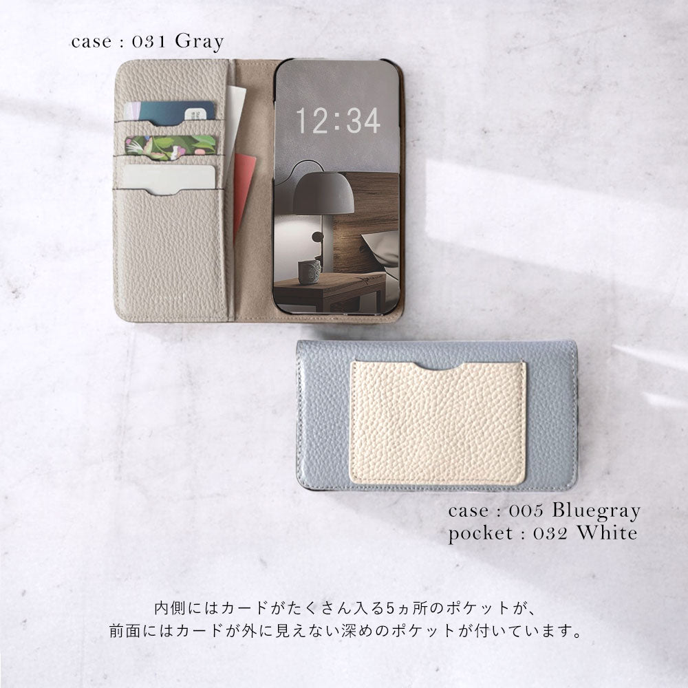 本革 32色 イタリアンシュリンクレザー 前面一枚ポケット付き 手帳型ケース Galaxyシリーズ