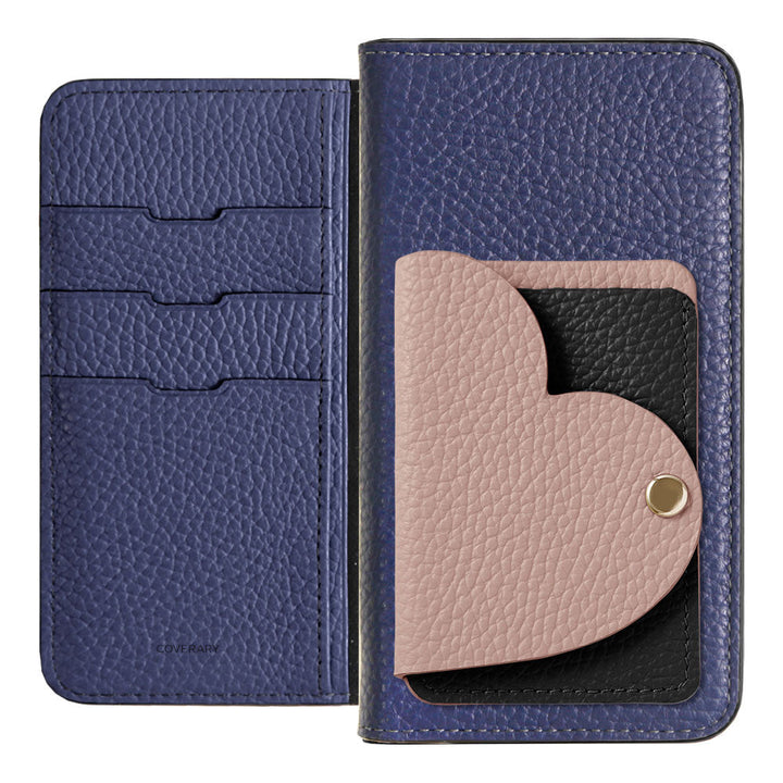 Genuine Leather 32 Colors Italian Shrink Leather Heart Mirror Card Case Included Notebook-Style Case for Google Pixel Series