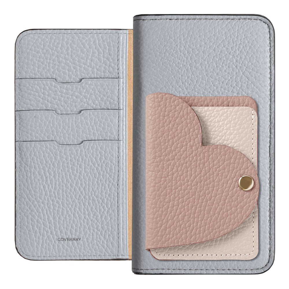 Genuine Leather 32 Colors Italian Shrink Leather Heart Mirror Card Case Included Notebook-Style Case for Google Pixel Series