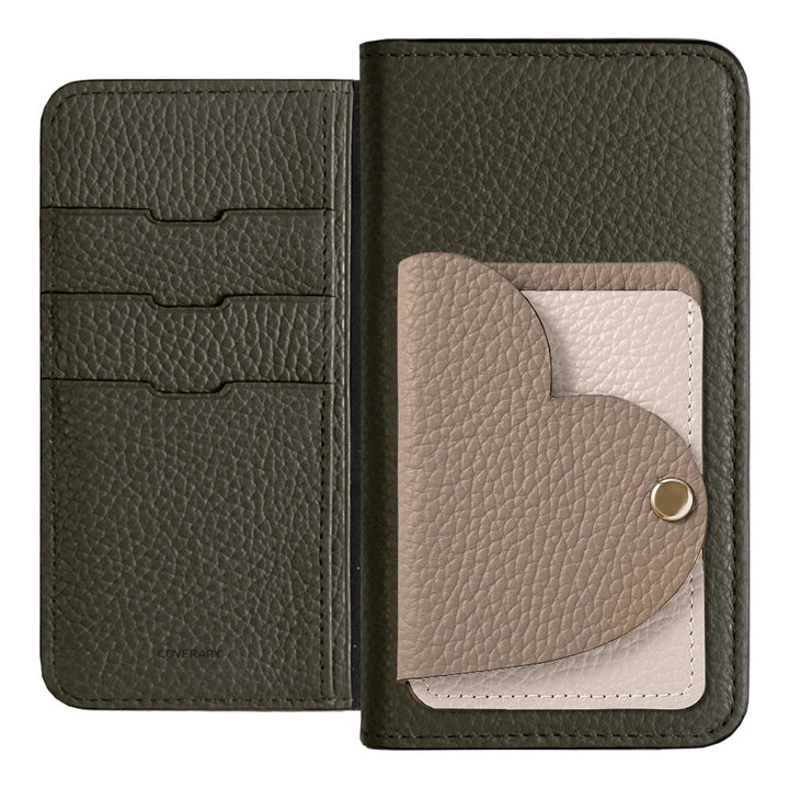 Genuine Leather 32 Colors Italian Shrink Leather Heart Mirror Card Case Included Notebook-Style Case for Google Pixel Series