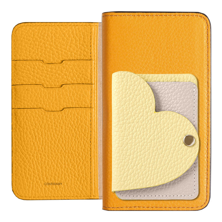 Genuine Leather 32 Colors Italian Shrink Leather Heart Mirror Card Case Included Notebook-Style Case for Google Pixel Series