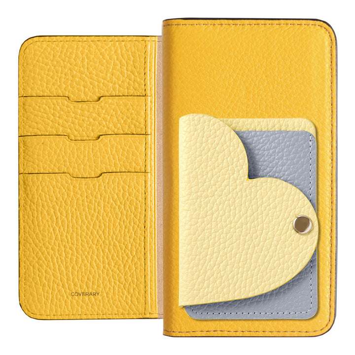 Genuine Leather 32 Colors Italian Shrink Leather Heart Mirror Card Case Included Notebook-Style Case for Google Pixel Series