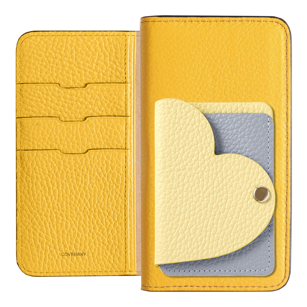Genuine Leather 32 Colors Italian Shrink Leather Heart Mirror Card Case Included Notebook-Style Case Xperia Series
