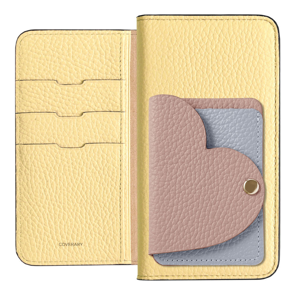 Genuine Leather 32 Colors Italian Shrink Leather Heart Mirror Card Case Included Notebook-Style Case for Google Pixel Series
