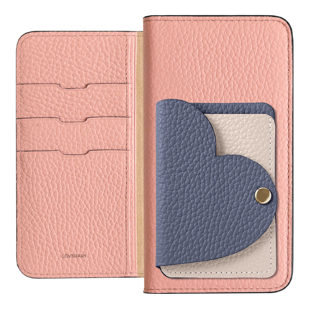 Genuine Leather 32 Colors Italian Shrink Leather Heart Mirror Card Case Included Notebook-Style Case for Google Pixel Series