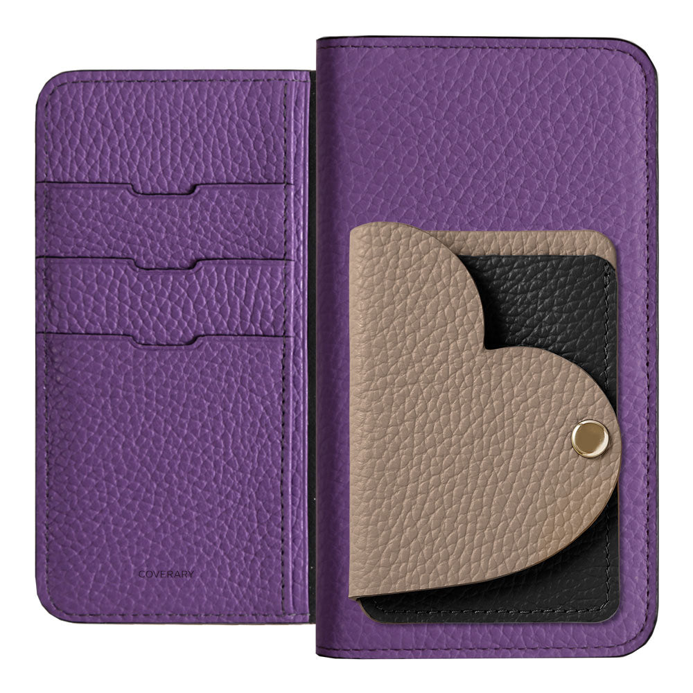 Genuine Leather 32 Colors Italian Shrink Leather Heart Mirror Card Case Included Notebook-Style Case Xperia Series