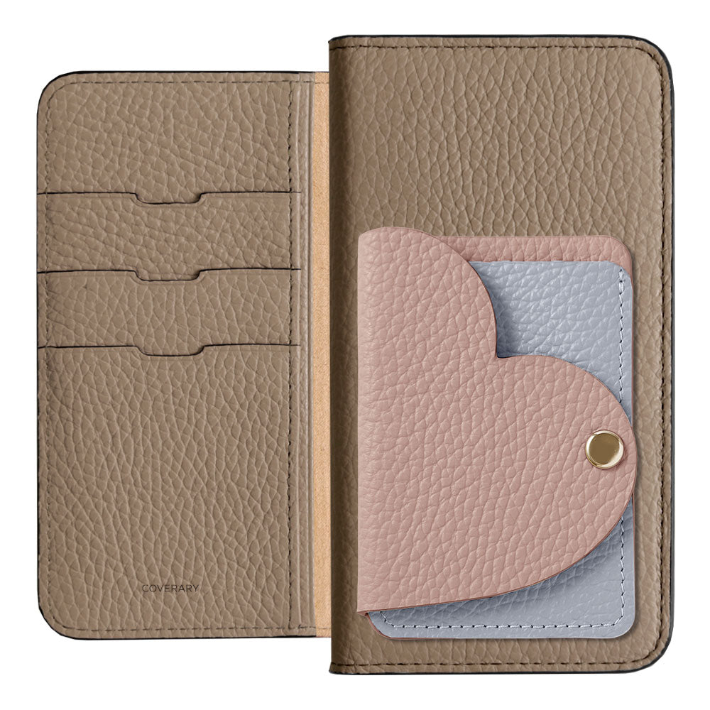 Genuine Leather 32 Colors Italian Shrink Leather Heart Mirror Card Case Included Notebook-Style Case for Google Pixel Series