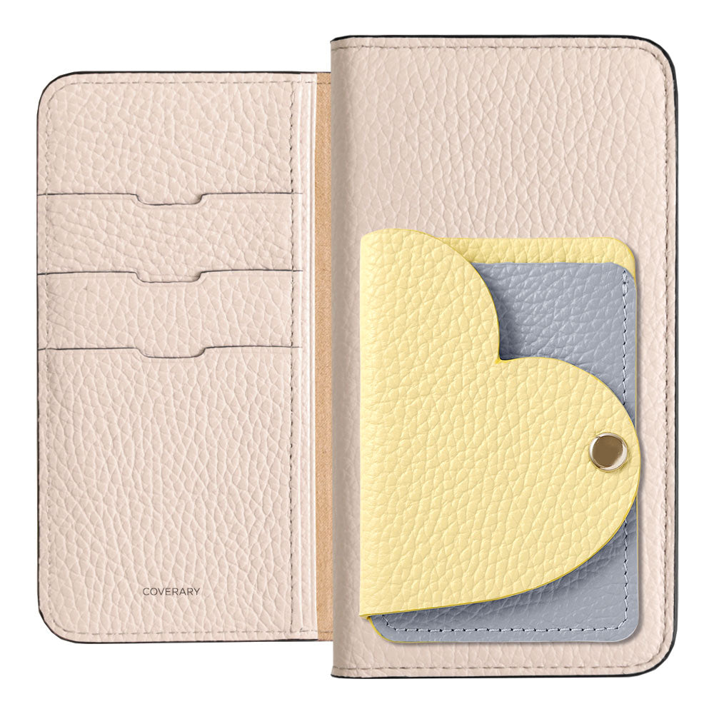 Genuine Leather 32 Colors Italian Shrink Leather Heart Mirror Card Case Included Notebook-Style Case Xperia Series