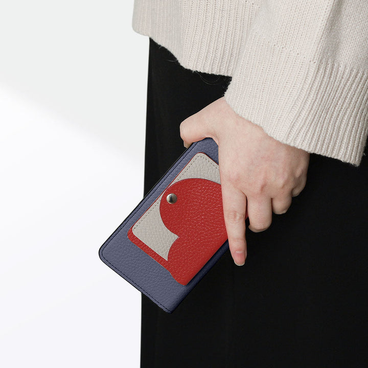 Genuine Leather 32 Colors Italian Shrink Leather Heart Mirror Card Case Included Notebook-Style Case for Google Pixel Series