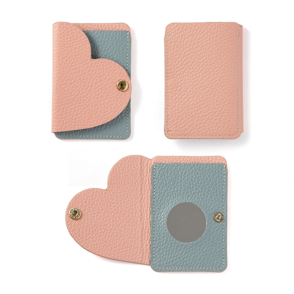 Genuine Leather 32 Colors Italian Shrink Leather Heart Mirror Card Case Included Notebook-Style Case Xperia Series