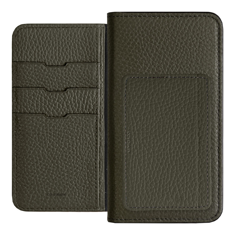 Genuine leather 32 colors Italian shrink leather card storage with pocket notebook-style case AQUOS series
