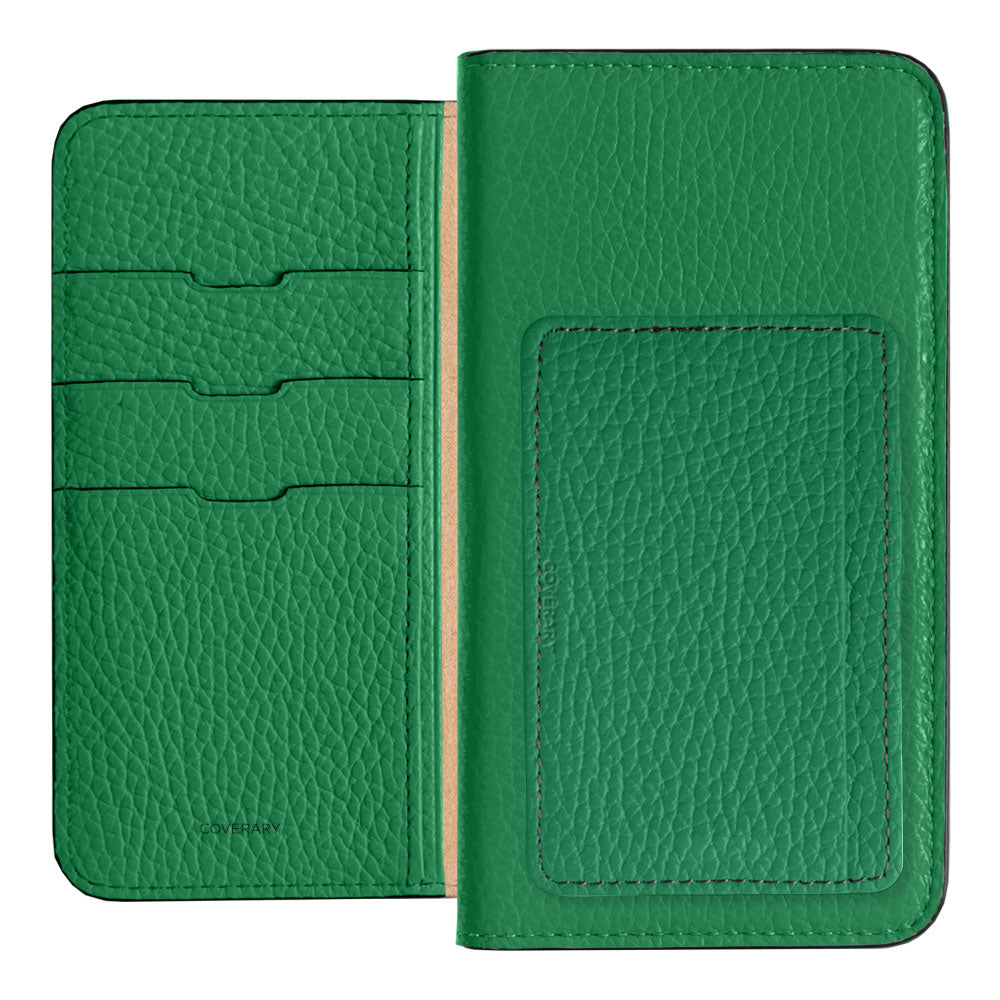 Genuine leather 32 colors Italian shrink leather card storage with pocket notebook-style case AQUOS series