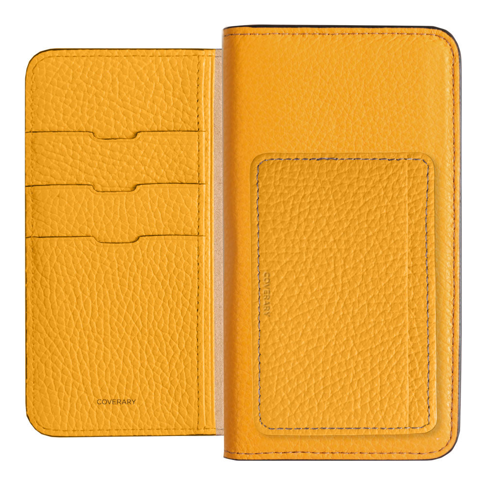 Genuine leather 32 colors Italian shrink leather card storage with pocket notebook-style case AQUOS series