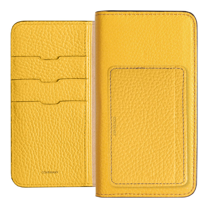 Genuine leather 32 colors Italian shrink leather card storage with pocket notebook-style case AQUOS series