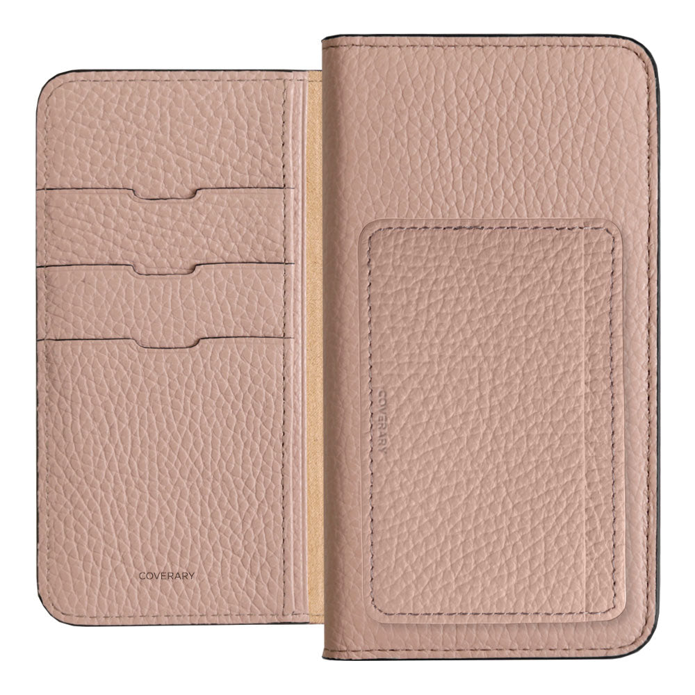 Genuine leather 32 colors Italian shrink leather card storage with pocket notebook-style case AQUOS series