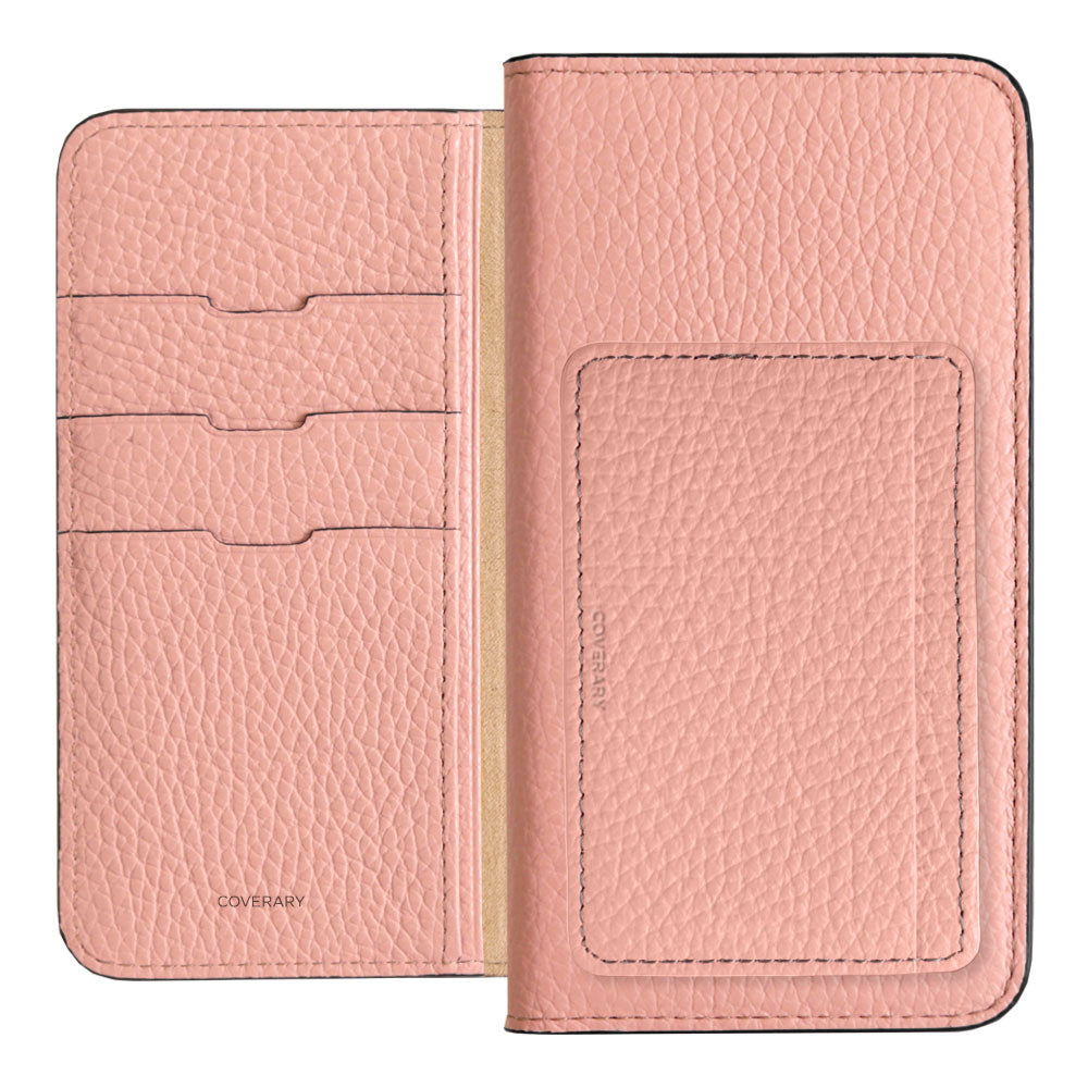 Genuine leather 32 colors Italian shrink leather card storage with pocket notebook-style case AQUOS series