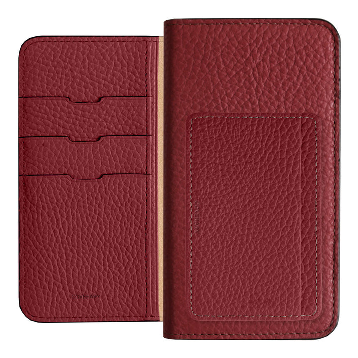 Genuine leather 32 colors Italian shrink leather card storage with pocket notebook-style case AQUOS series