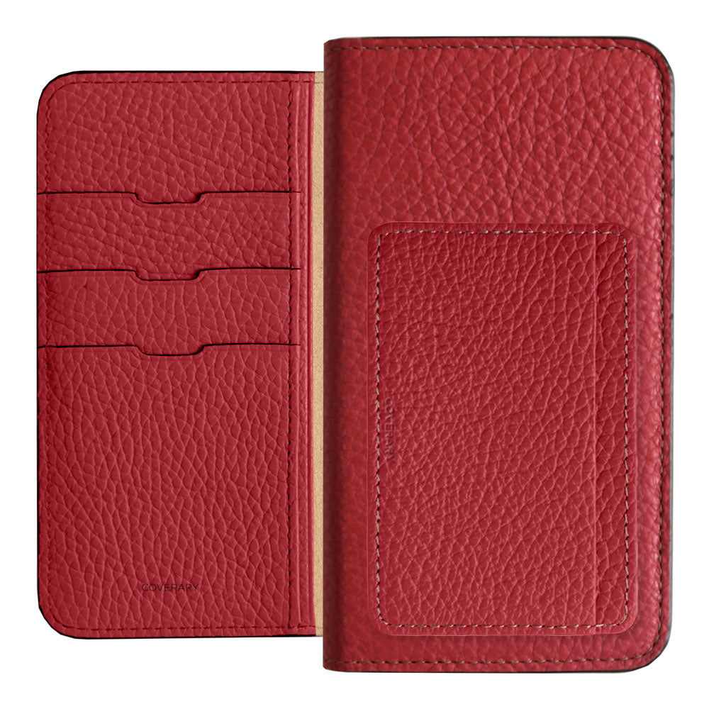Genuine leather 32 colors Italian shrink leather card storage with pocket notebook-style case AQUOS series