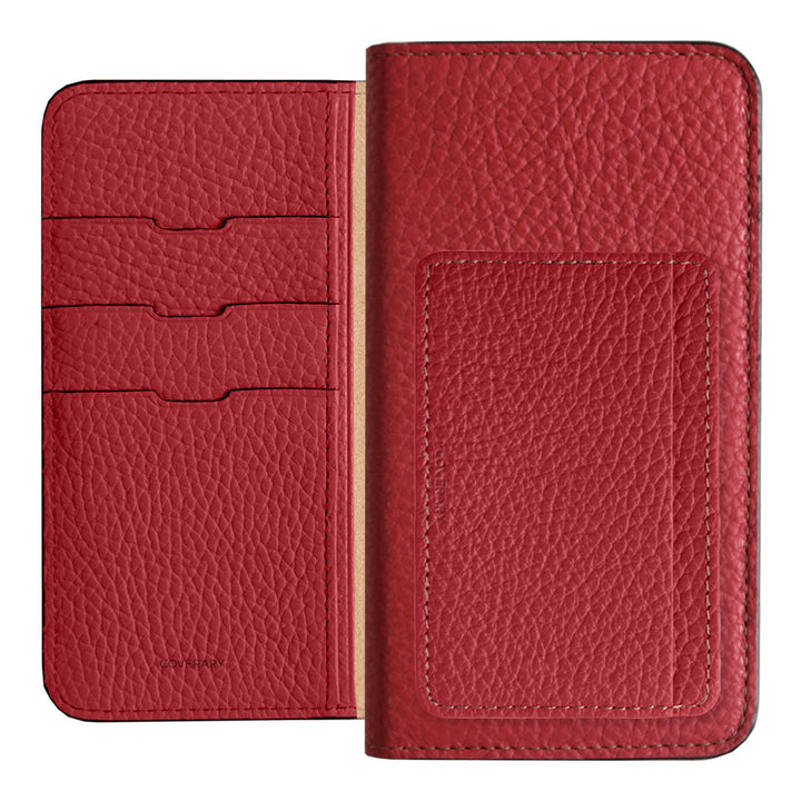 Genuine leather 32 colors Italian shrink leather card storage with pocket notebook-style case AQUOS series