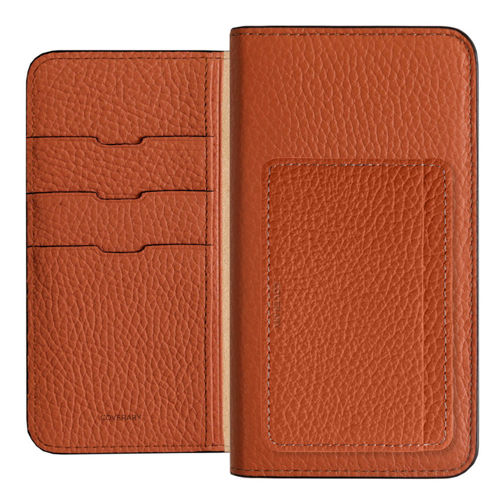 Genuine leather 32 colors Italian shrink leather card storage with pocket notebook-style case AQUOS series