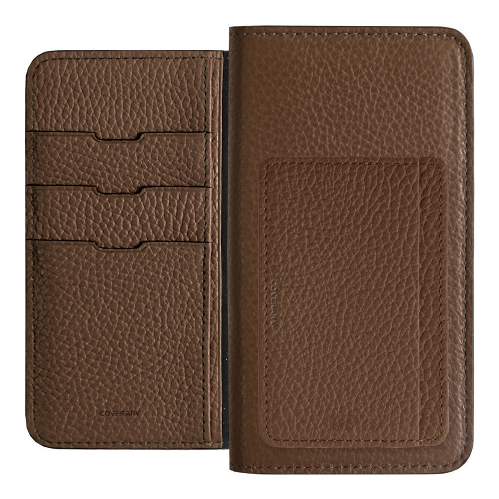 Genuine leather 32 colors Italian shrink leather card storage with pocket notebook-style case AQUOS series