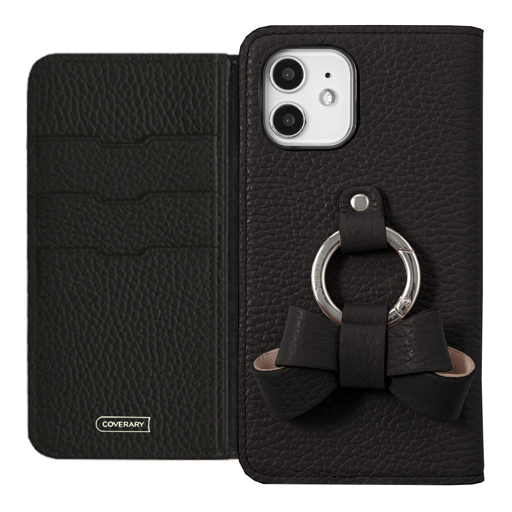 本革 32色 イタリアンシュリンクレザー リボンスマホリング付き 手帳型ケース AQUOSシリーズ