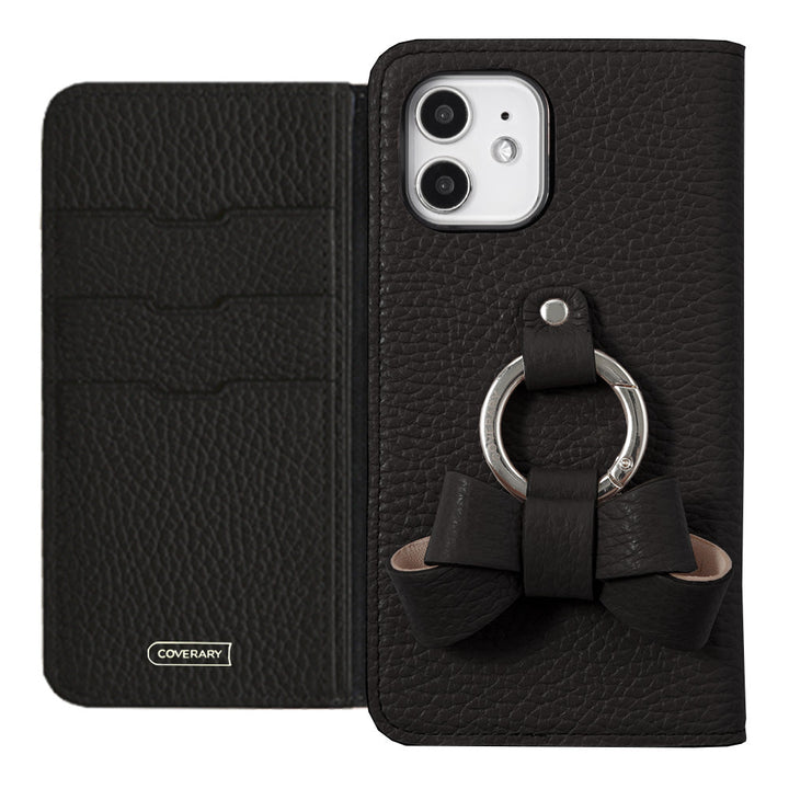 本革 32色 イタリアンシュリンクレザー リボンスマホリング付き 手帳型ケース AQUOSシリーズ