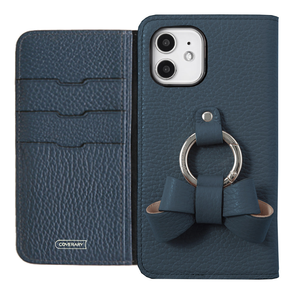 本革 32色 イタリアンシュリンクレザー リボンスマホリング付き 手帳型ケース AQUOSシリーズ