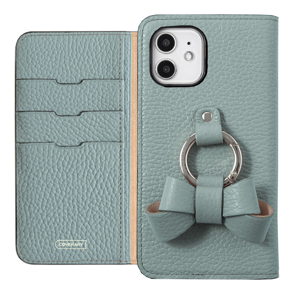 本革 32色 イタリアンシュリンクレザー リボンスマホリング付き 手帳型ケース AQUOSシリーズ