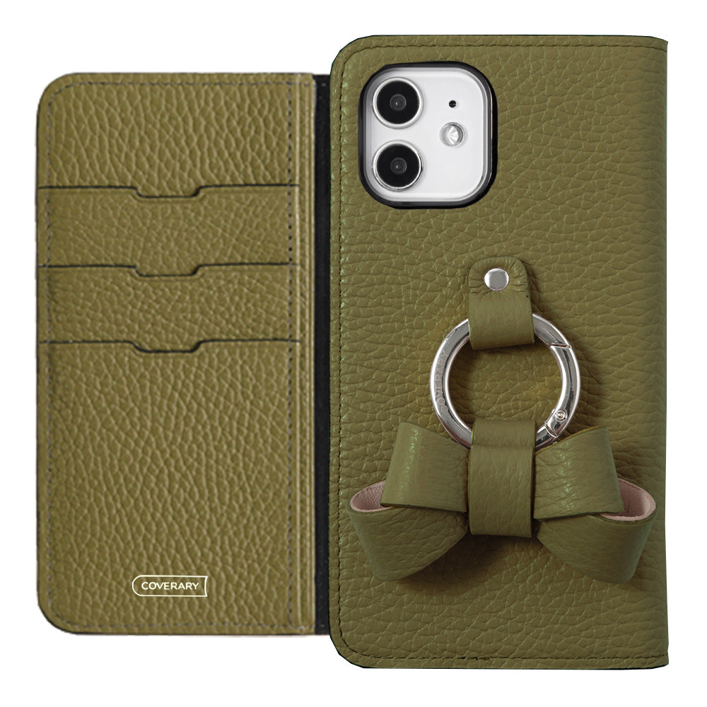 本革 32色 イタリアンシュリンクレザー リボンスマホリング付き 手帳型ケース Galaxyシリーズ