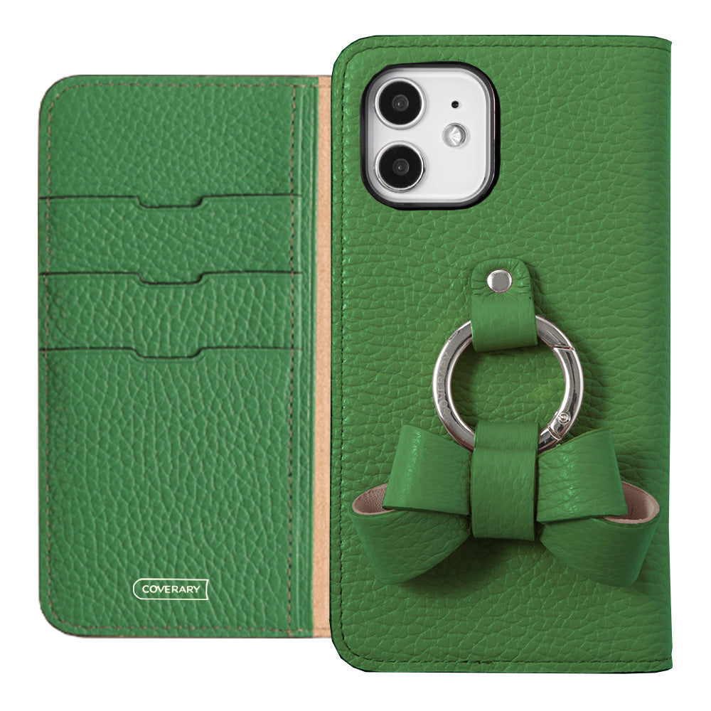 本革 32色 イタリアンシュリンクレザー リボンスマホリング付き 手帳型ケース AQUOSシリーズ