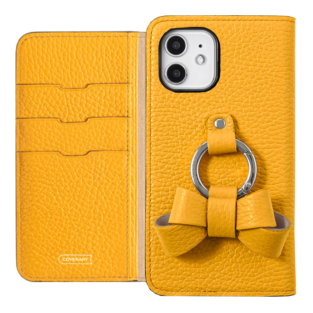 本革 32色 イタリアンシュリンクレザー リボンスマホリング付き 手帳型ケース AQUOSシリーズ