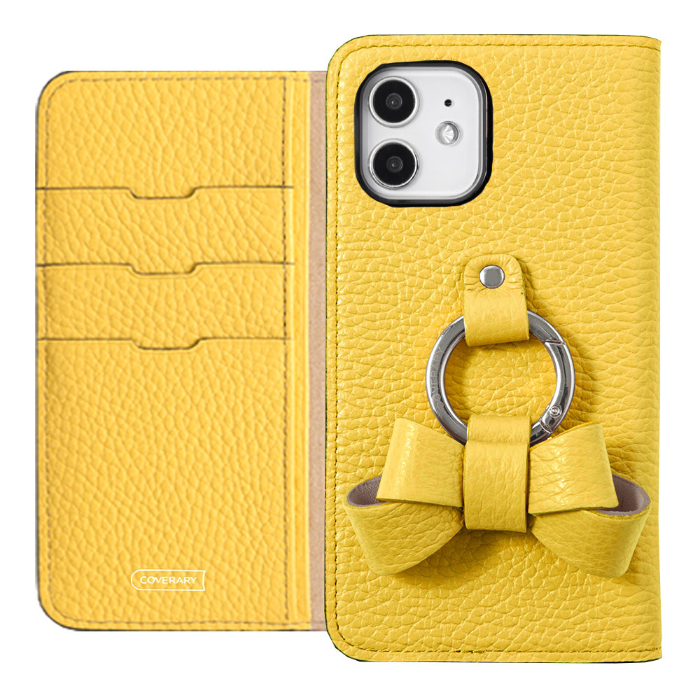 本革 32色 イタリアンシュリンクレザー リボンスマホリング付き 手帳型ケース AQUOSシリーズ