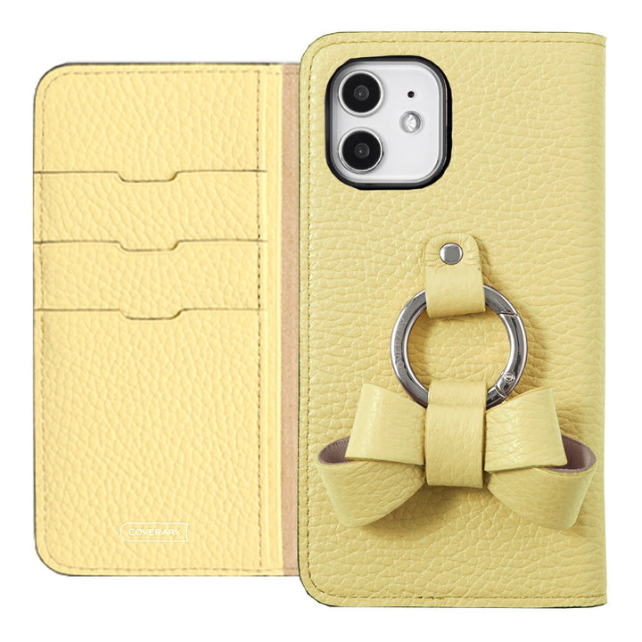 本革 32色 イタリアンシュリンクレザー リボンスマホリング付き 手帳型ケース AQUOSシリーズ