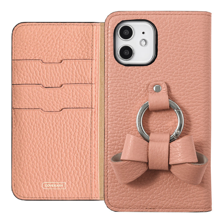 本革 32色 イタリアンシュリンクレザー リボンスマホリング付き 手帳型ケース AQUOSシリーズ