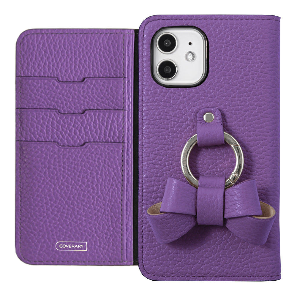 本革 32色 イタリアンシュリンクレザー リボンスマホリング付き 手帳型ケース Xperiaシリーズ