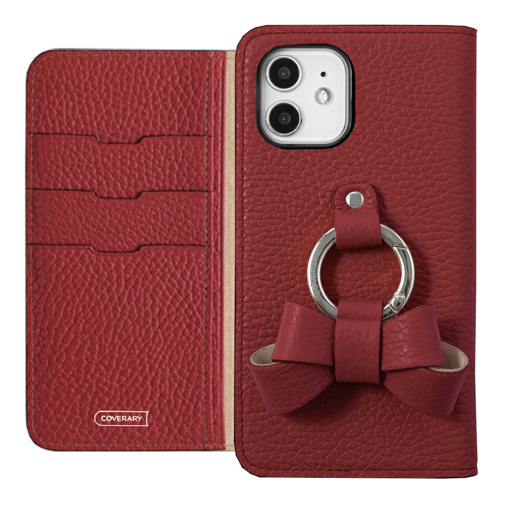 本革 32色 イタリアンシュリンクレザー リボンスマホリング付き 手帳型ケース Xperiaシリーズ