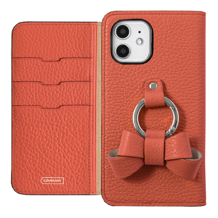 本革 32色 イタリアンシュリンクレザー リボンスマホリング付き 手帳型ケース AQUOSシリーズ