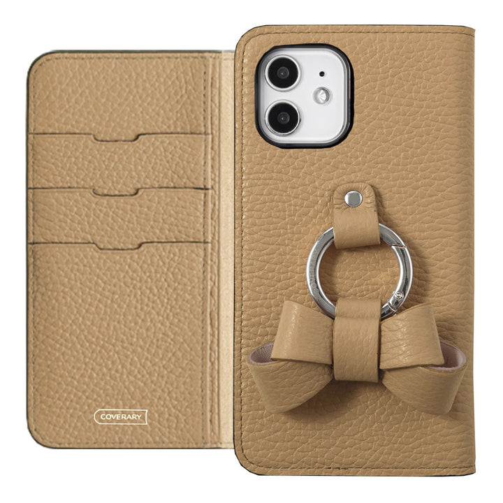 本革 32色 イタリアンシュリンクレザー リボンスマホリング付き 手帳型ケース Galaxyシリーズ