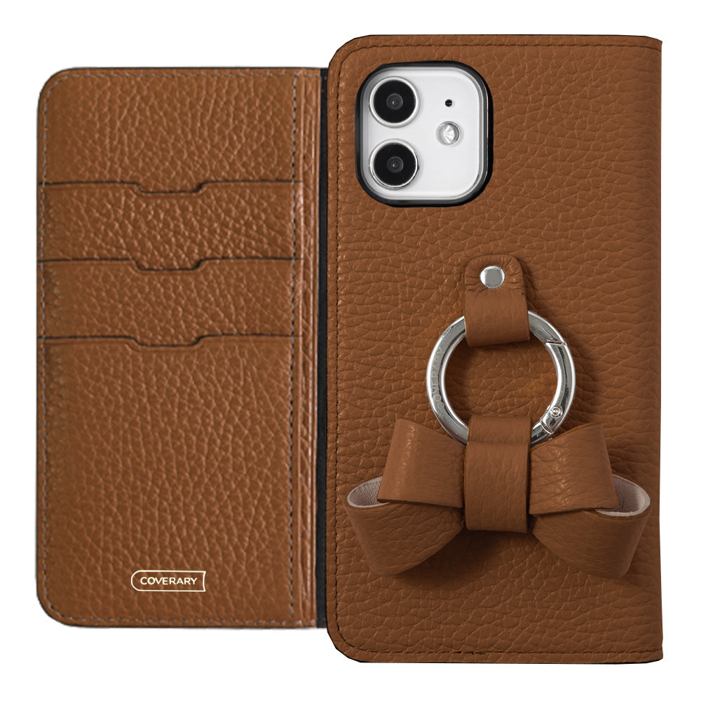 本革 32色 イタリアンシュリンクレザー リボンスマホリング付き 手帳型ケース AQUOSシリーズ